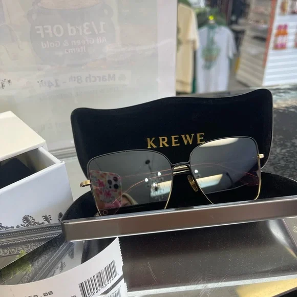 KREWE Gold Frame Sunglasses with Purple-Gray Gradient Lenses - Picture 4 of 10